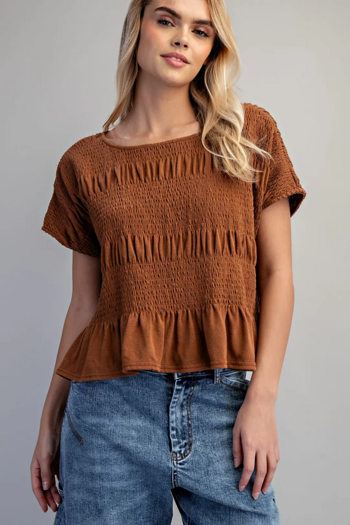 Mineral Wash Smocked Top