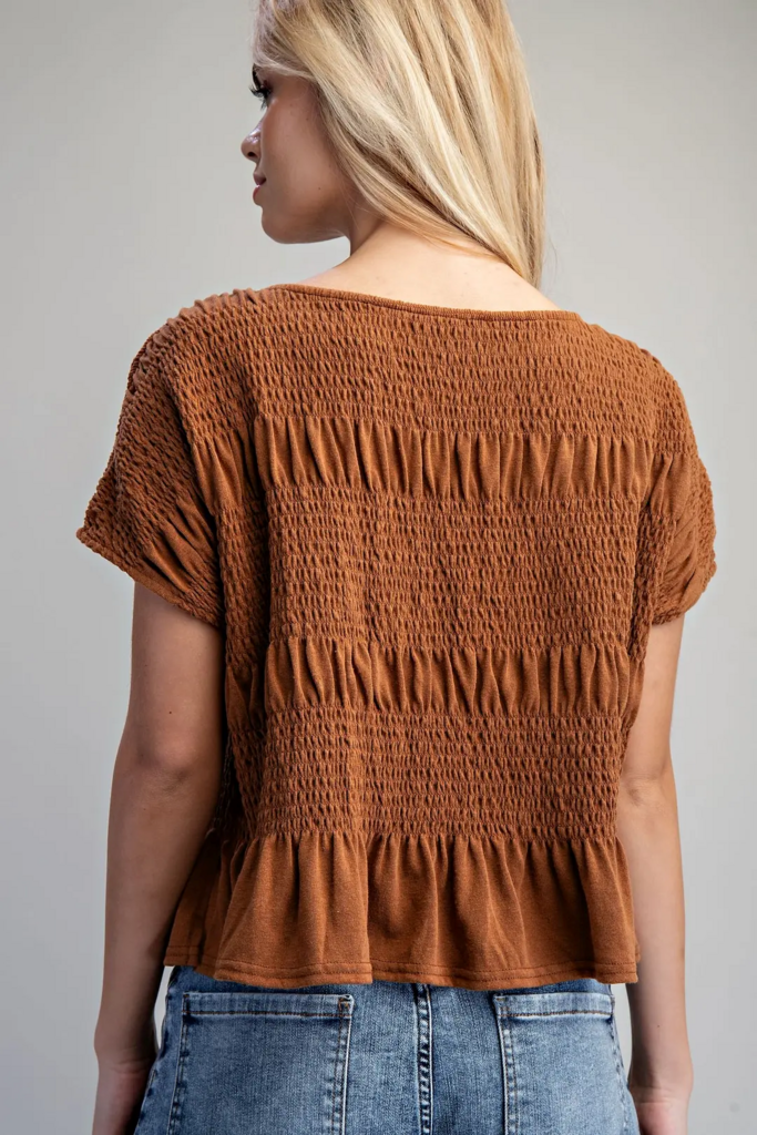 Mineral Wash Smocked Top