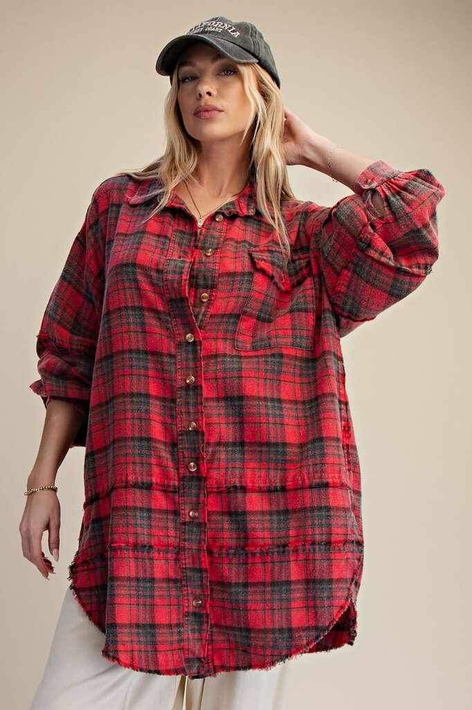 Mineral Wash Plaid Shirt