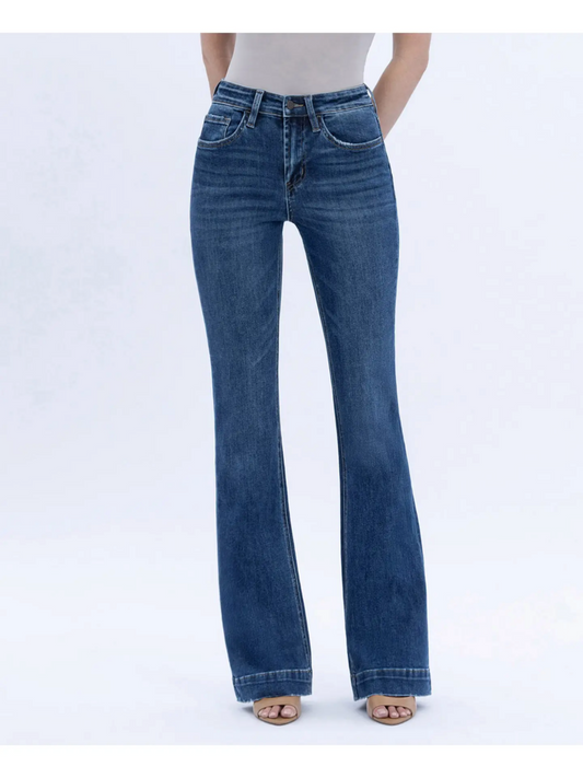 High Rise Dark Wash Denim Trousers