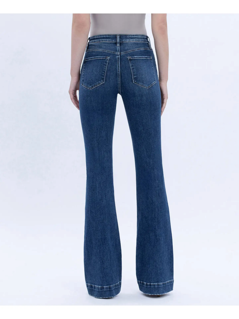 High Rise Dark Wash Denim Trousers