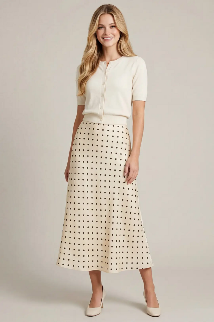 Polka Dot Midi Skirt