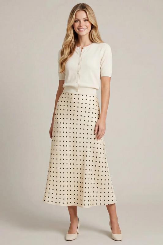 Polka Dot Midi Skirt
