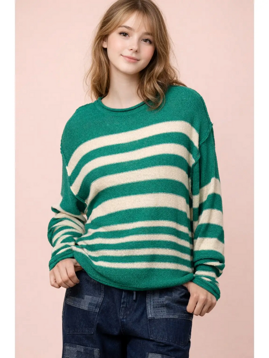 Striped Oversize Knit Sweater Top