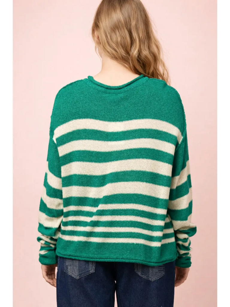Striped Oversize Knit Sweater Top