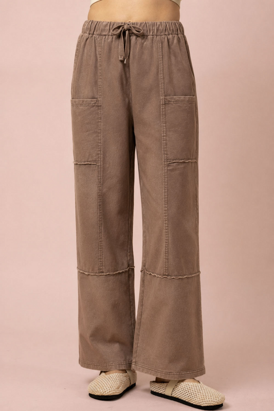 Mineral Washed Wide Leg Comfy Pants