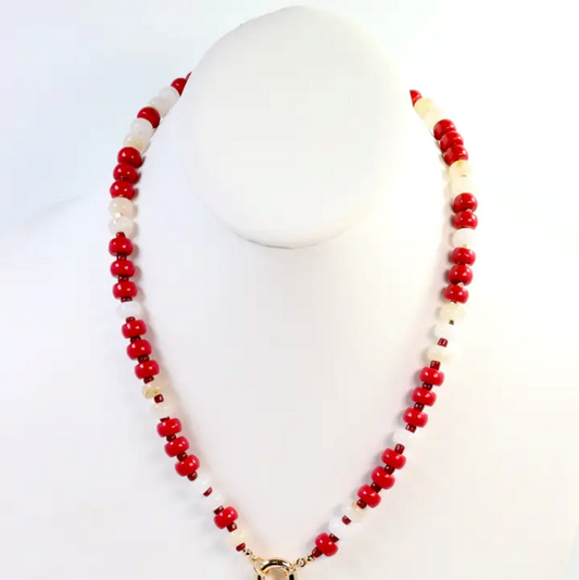 McLane Stone Necklace with Toggle - Crimson White