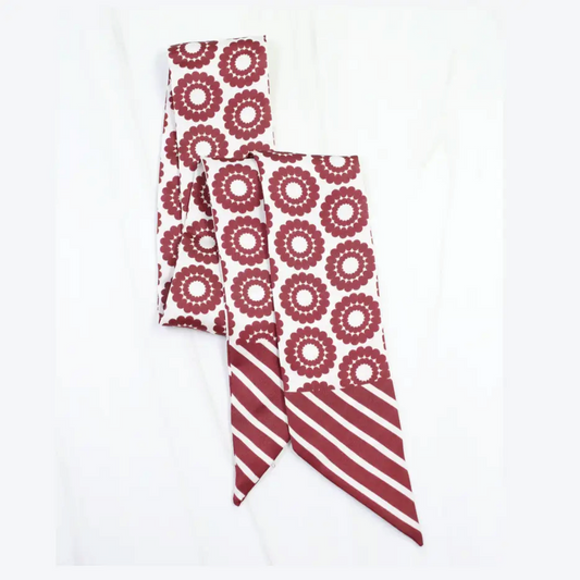 Lucy Floral Skinny Scarf Maroon White