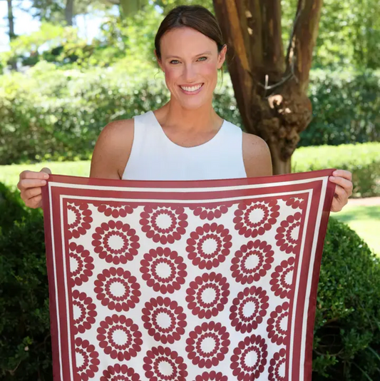 Lucy Floral Scarf Medium Maroon White