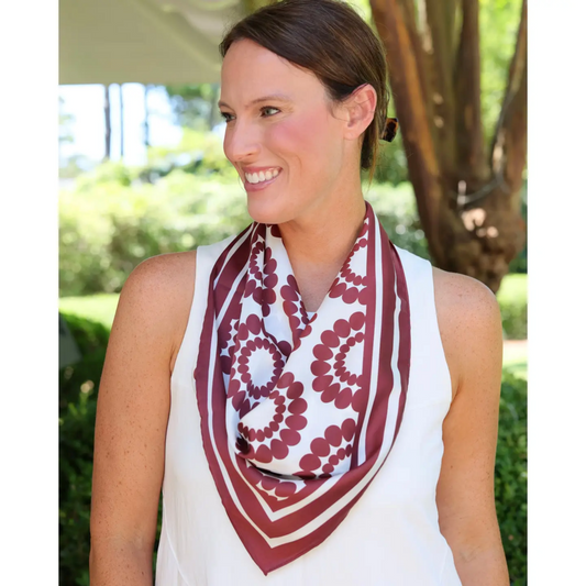 Lucy Floral Scarf Medium Maroon White