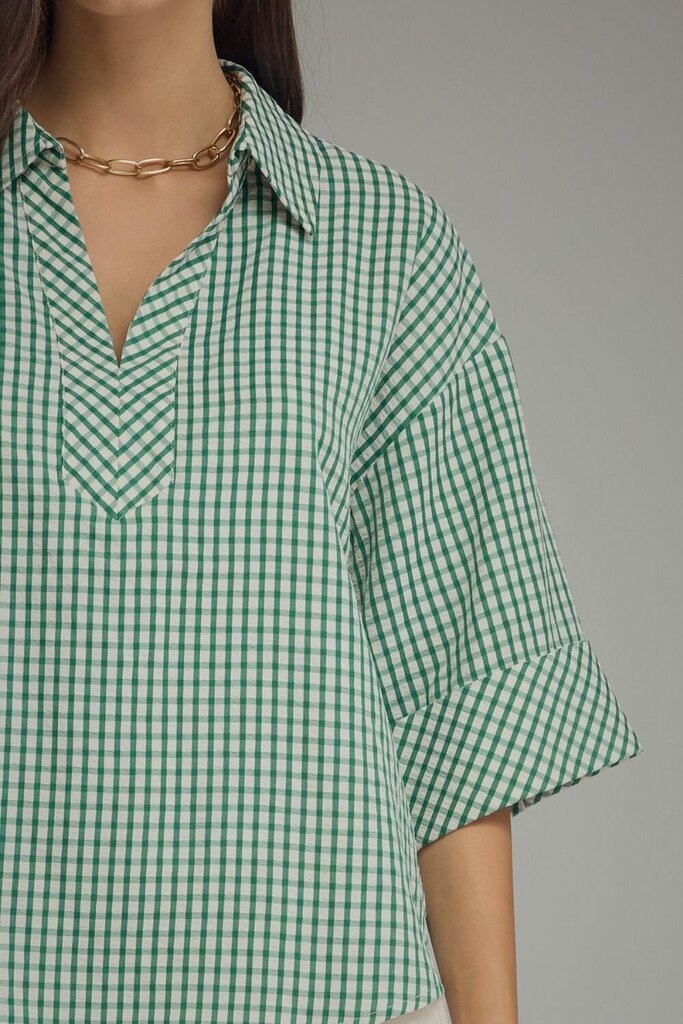Gingham V-Neck Top