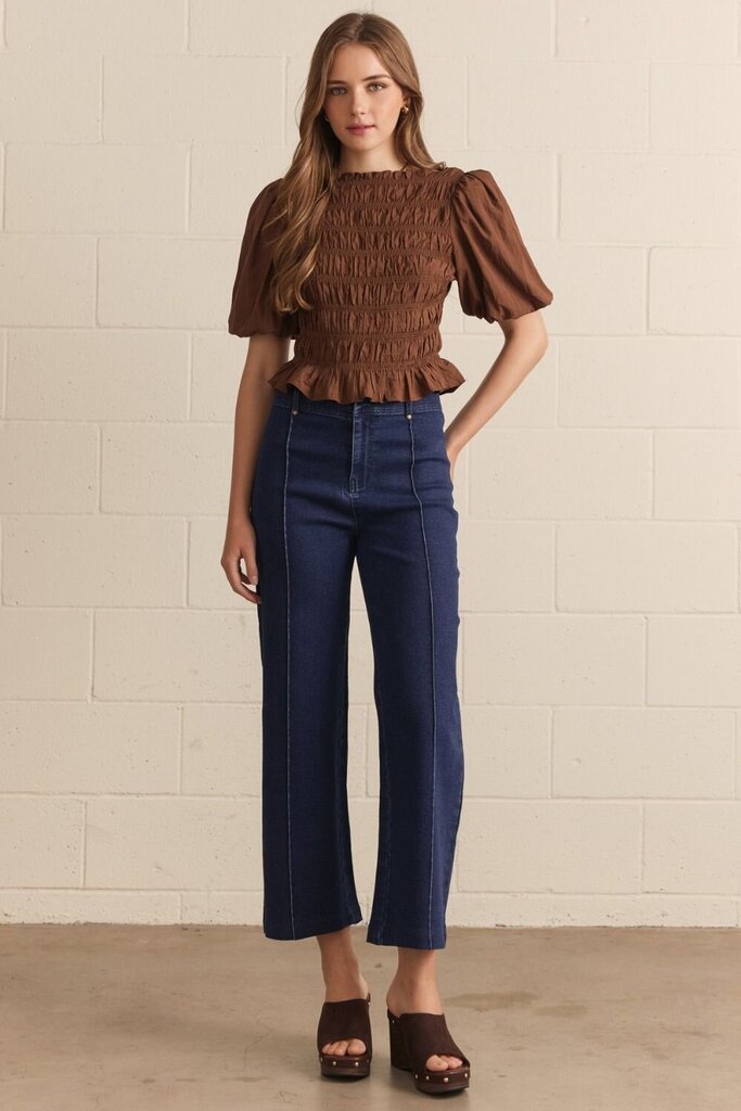High Rise Wide- Leg Pant - DK DENIM