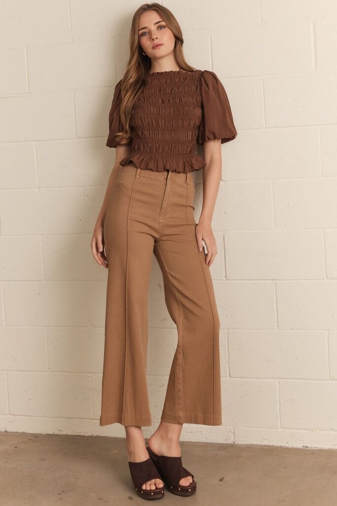 High Rise Wide Leg Pant - MOCHA