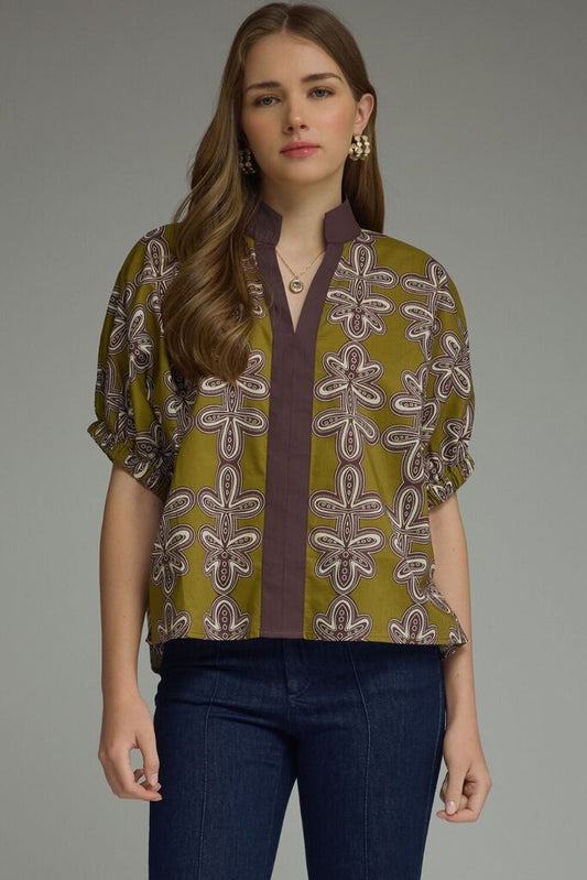 Martini Olive V-Neck Top