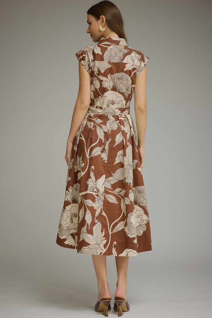 Floral Tie Waist Middi