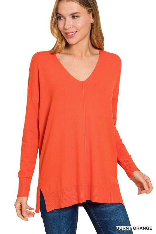 Front Seam Sweater ORANGE- Curvy