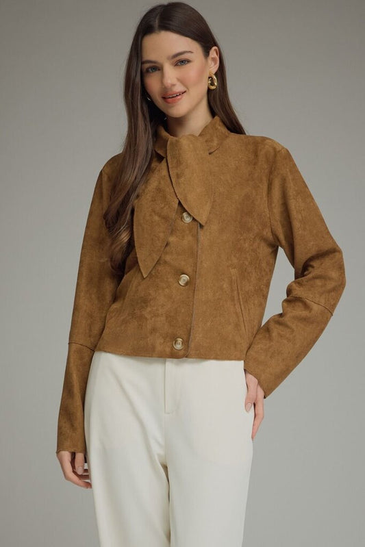 Faux Suede Collar Detail Jacket