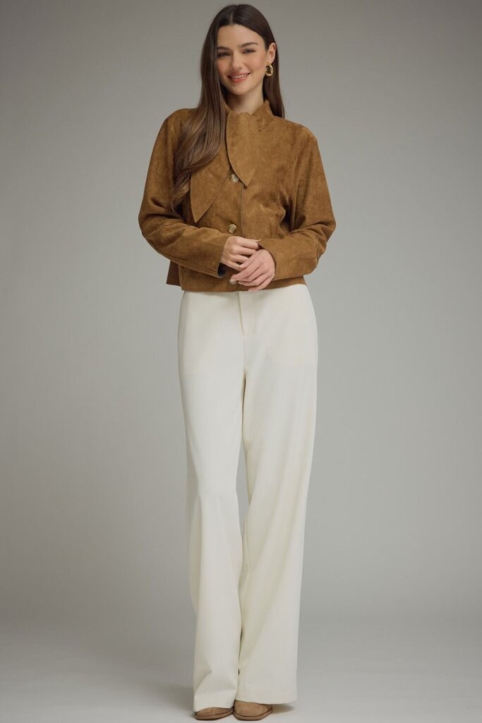 Faux Suede Collar Detail Jacket