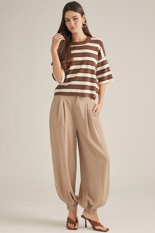 S/S Striped Knit Top