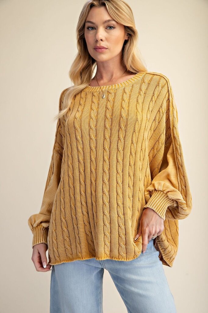 Mustard Cable Knit Sweater