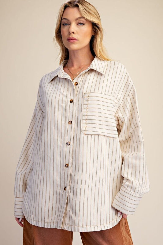 Stripe Woven Button Down