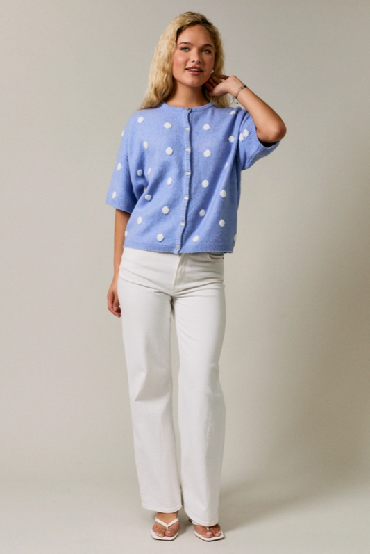 SS Crewneck Polka-Dot Sweater