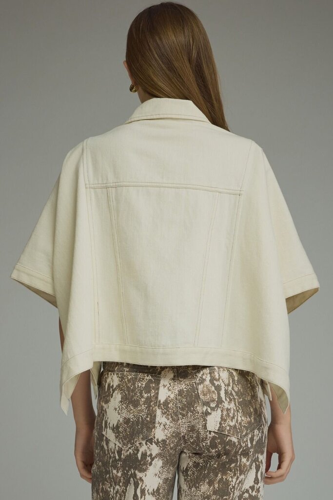 Solid Denim Short Sleeve Poncho Jacket