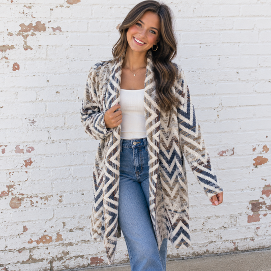 Nordic Chevron Open Cardigan