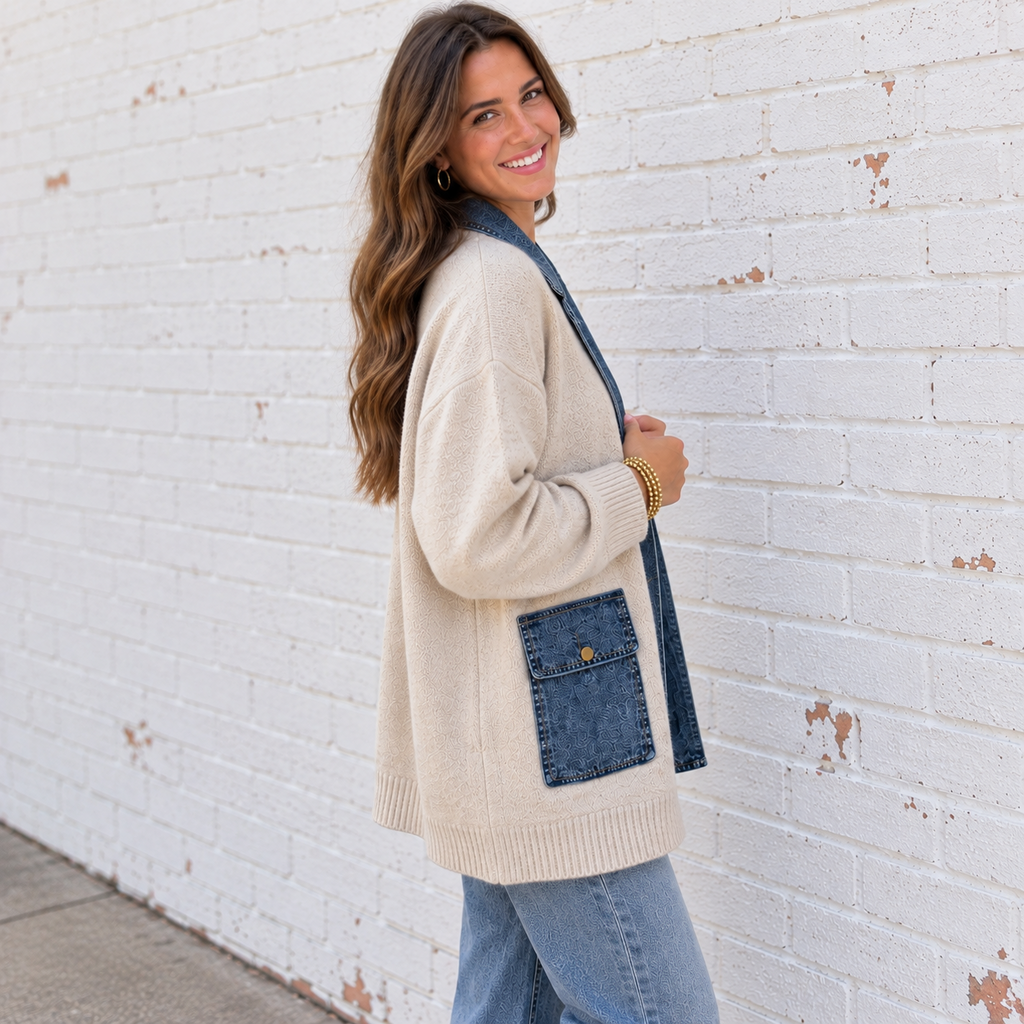 Soho Denim Trim Boyfriend Cardigan