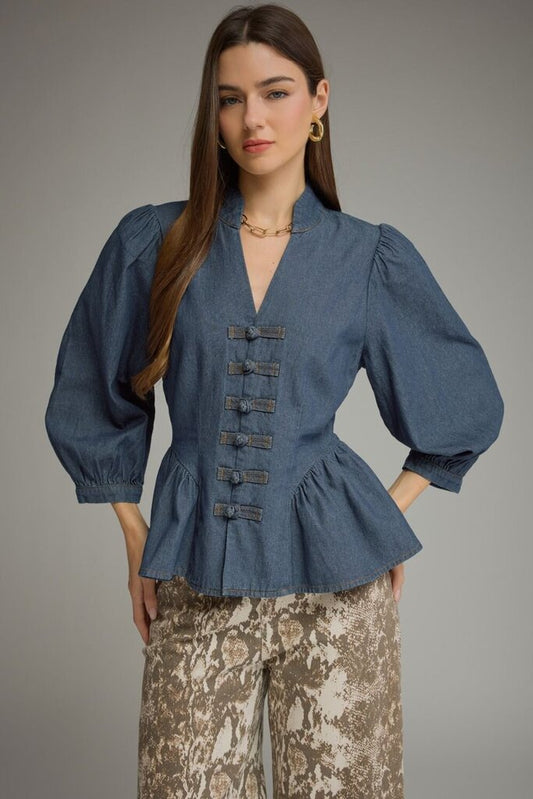 Peplum Loop Closure Top