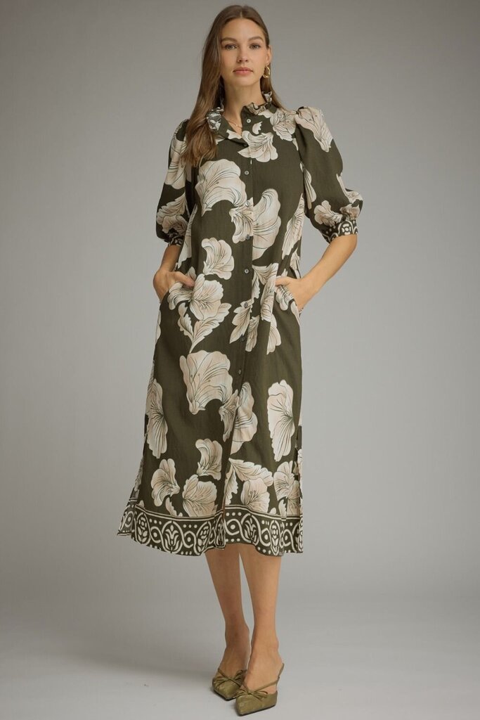 Floral 3/4 Puff Sleeve Middi - SM