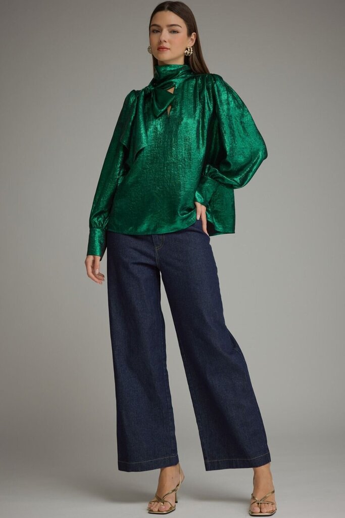 Metallic Tie Neck Top