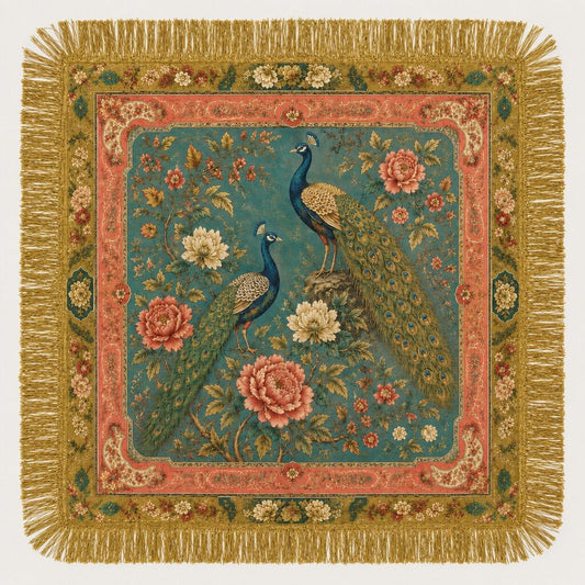 Botanical Single Side Print Fringed Scarf