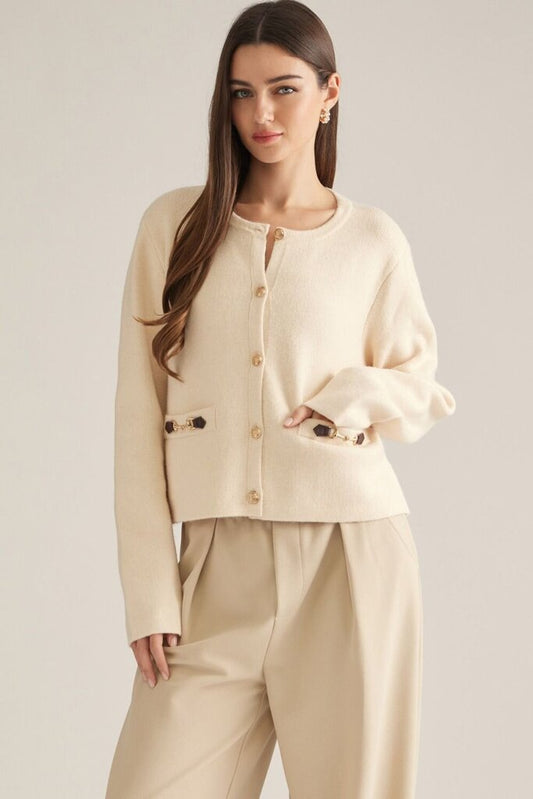 Gold Detail Horsebite Cardigan