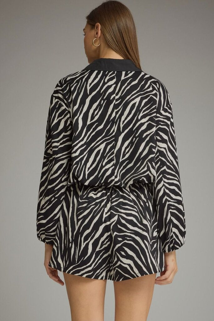 Zebra V-Neck Bubble Top