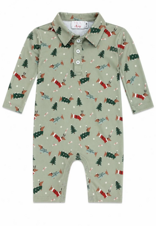 Dachshund Through the Snow L/S Polo One-Piece