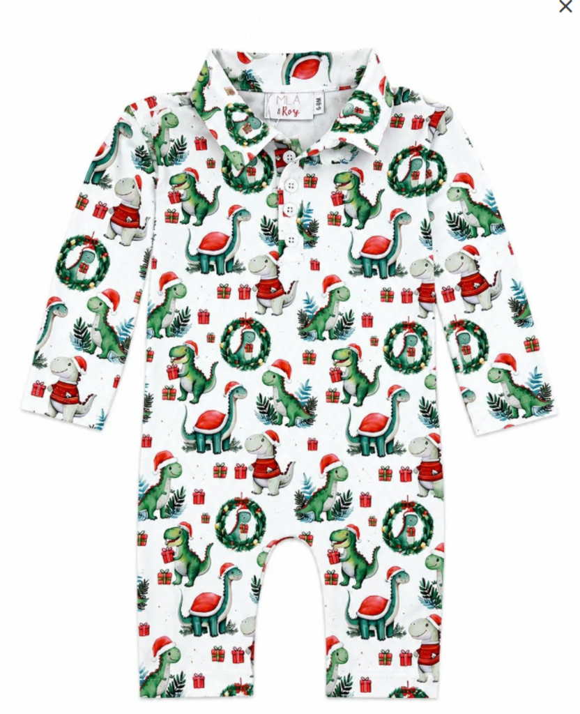 Santa Saurus L/S Polo One-Piece