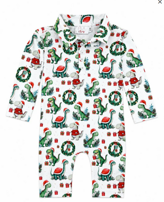 Santa Saurus L/S Polo One-Piece