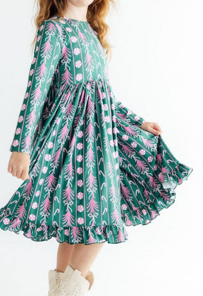 Christmas Treats L/S Ruffle hem Twirl Dress