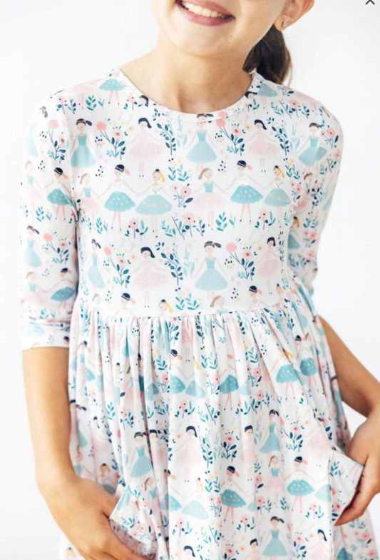 Twinkle Toes 3/4 Slv Pocket Twirl Dress