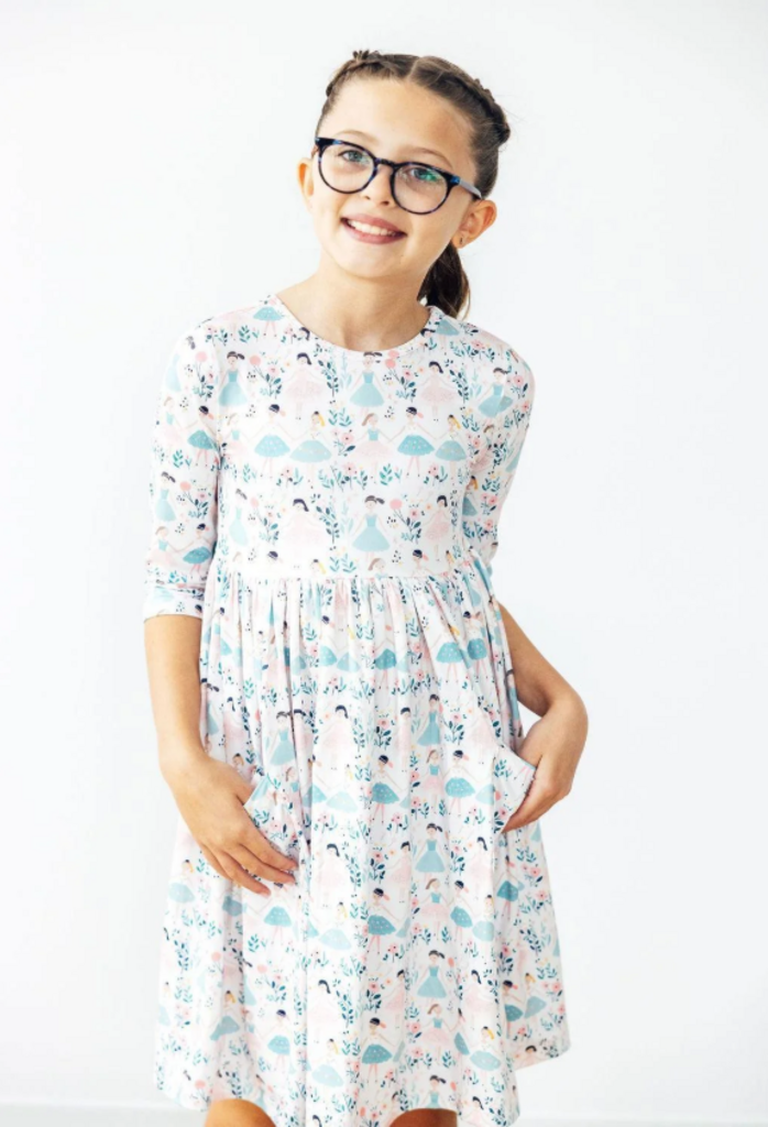 Twinkle Toes 3/4 Slv Pocket Twirl Dress