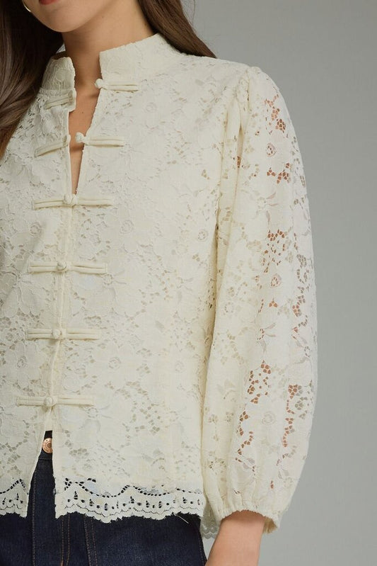 Lace Balloon Sleeve Top
