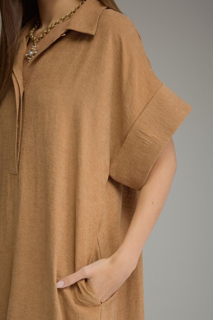 Shirt Collar Middi Dress