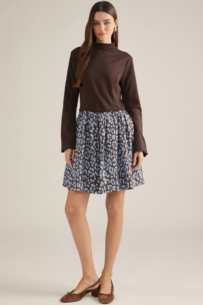 Mock Neck Long Sleeve Mixed Media Mini