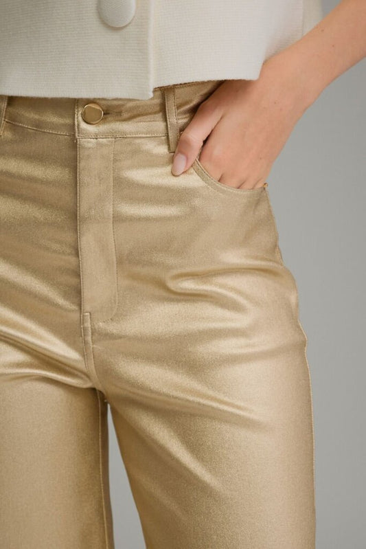 Metallic Wide Leg Pants